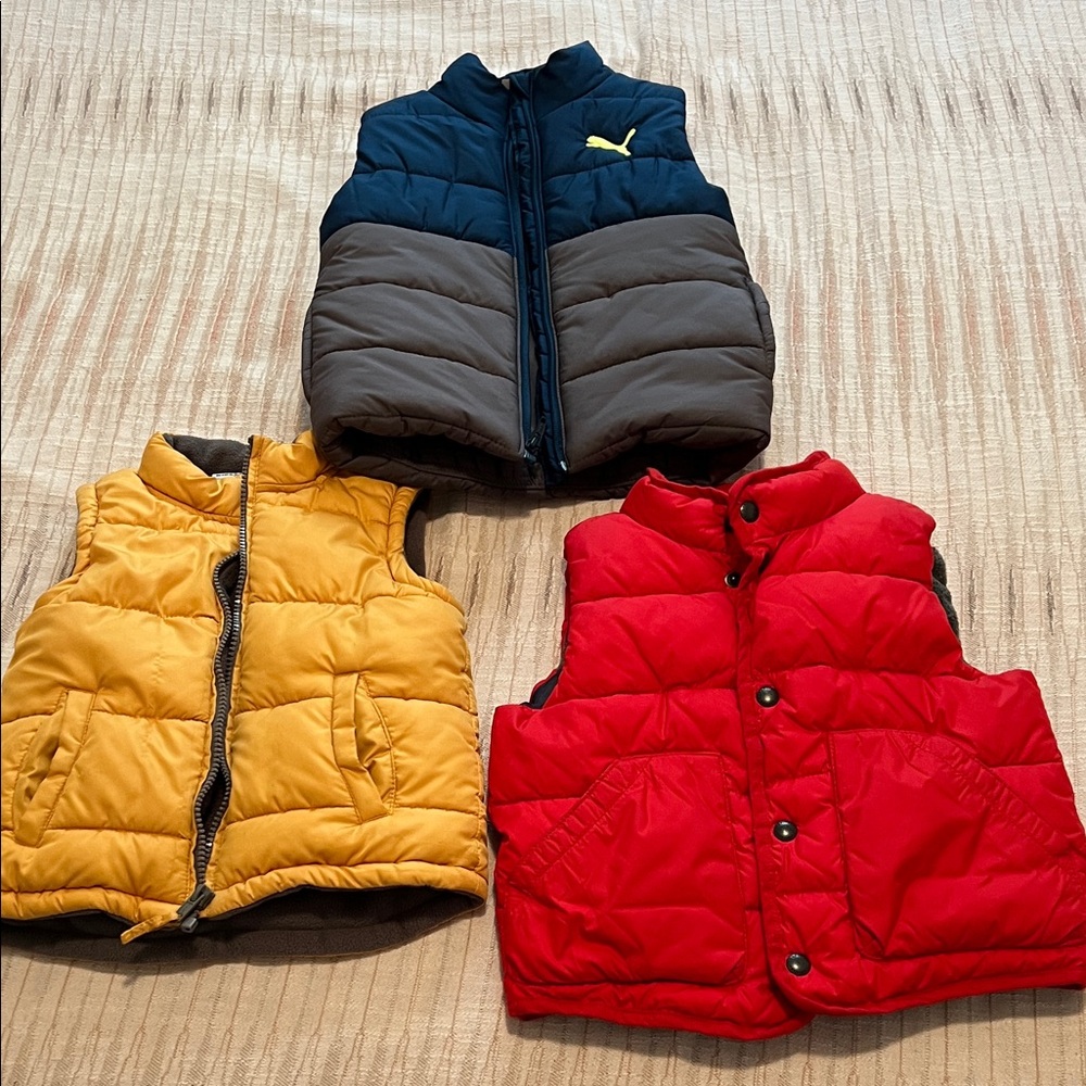Puma Kids Vest Trio - Navy, Gray, Yellow, and Red